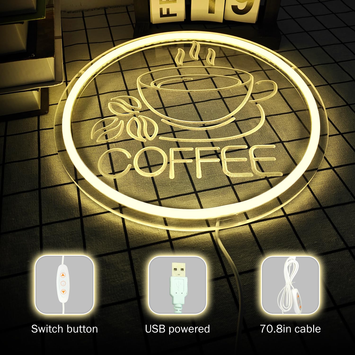 Amazon.co.jp: JanHune コーヒーネオンサイン LEDネオンコーヒーバー